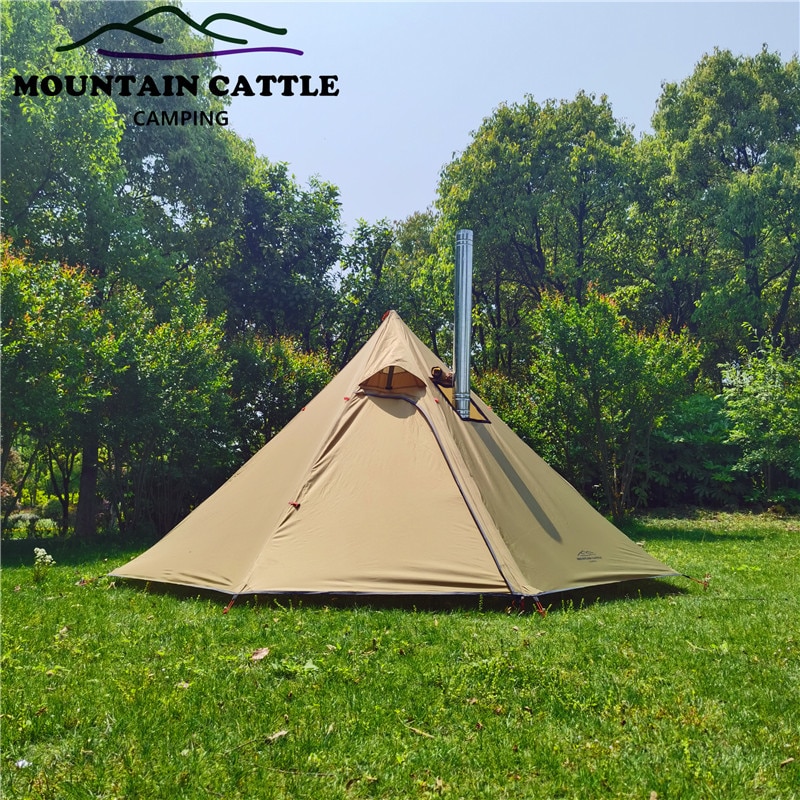 Cheap Goat Tents 5~6 Hot Tent with Fire Retardant Stove Jack for Flue Pipes, 2 Person Lightweight, Teepee Tents for Family Team Outdoor   